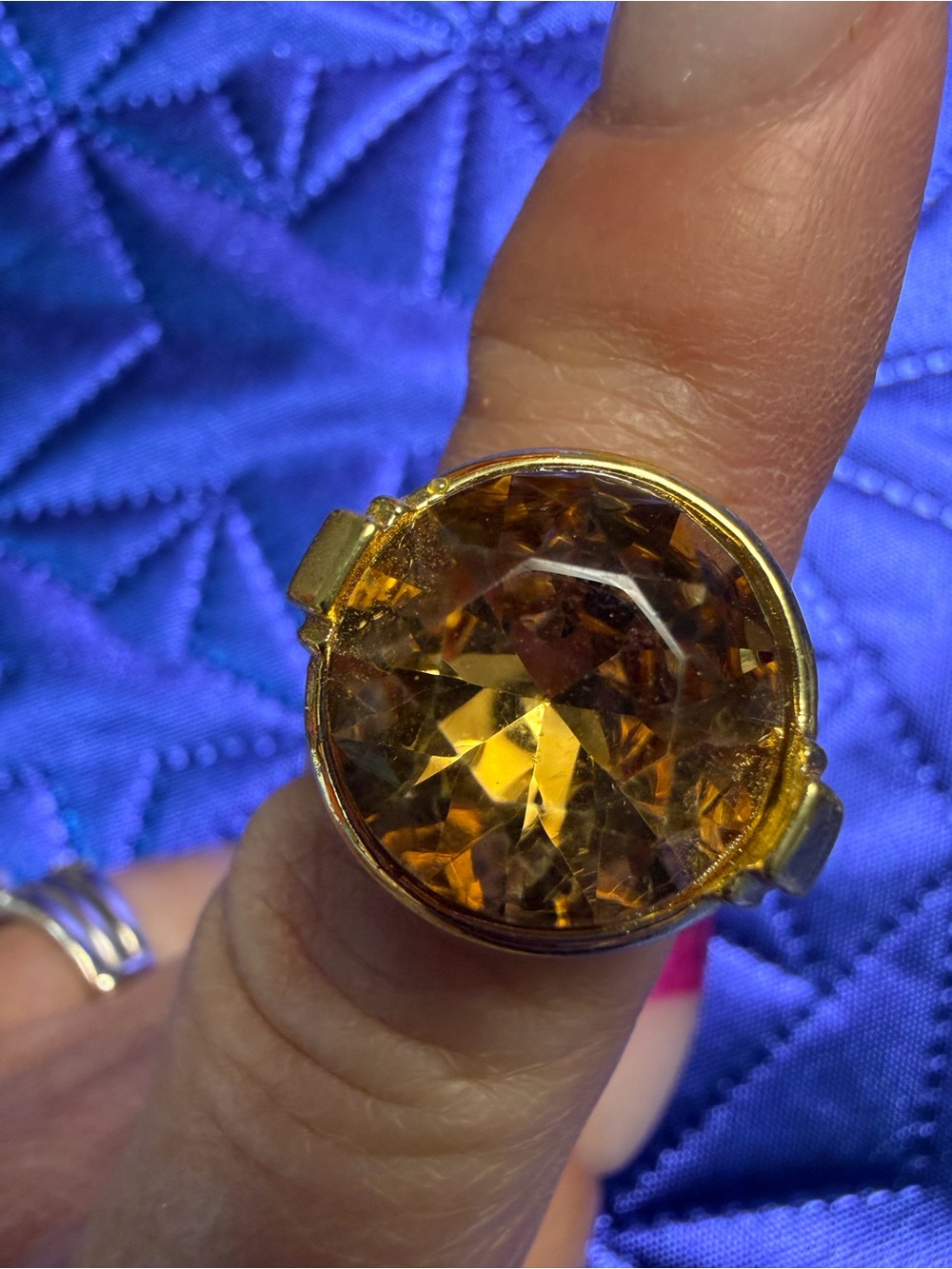 Park Lane Gold Tone Amber Crystal Statement Ring Size 7 New